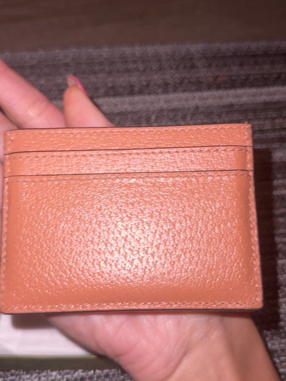 Gucci Pink-Tan GG Canvas Card Holder with Gold Double G - Picture 2 of 3